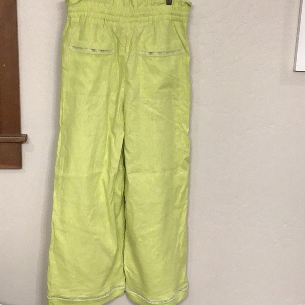 House of Harlow Green Linen Rayon Wide Leg Pants, S - Picture 3 of 11